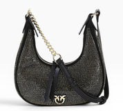 BORSA DONNA “PINKO ” BRIOCHE HOBO MINI Z99U NERO SATIN+STRASS