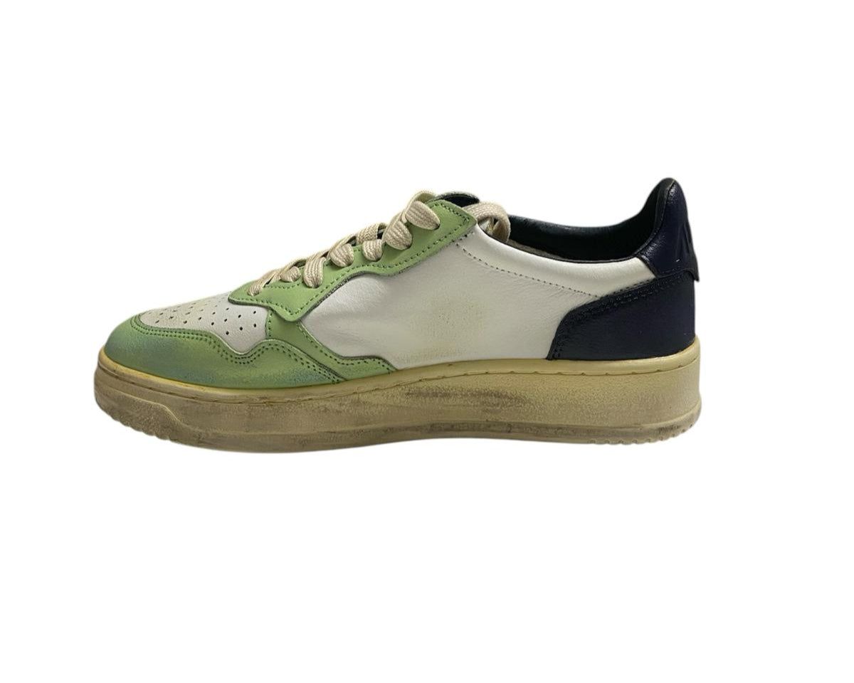 SNEAKERS DONNA “AUTRY” MEDALIST VINTAGE AVLW  PELLE BIANCO/VERDE/BLU