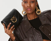 BORSA DONNA “PINKO ” CLICK LOVE MINI CHEVRON    NAPPA TRAPUNTATA  NERO