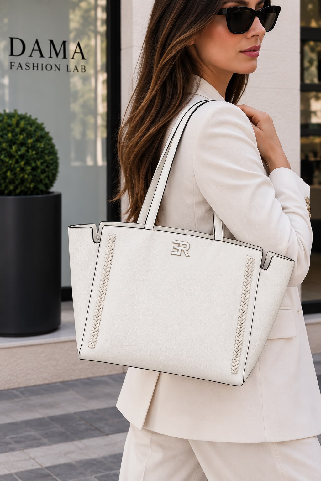 BORSA DONNA “ERMANNO SCERVINO FIRENZE” LARGE TOTE EBA BIANCO