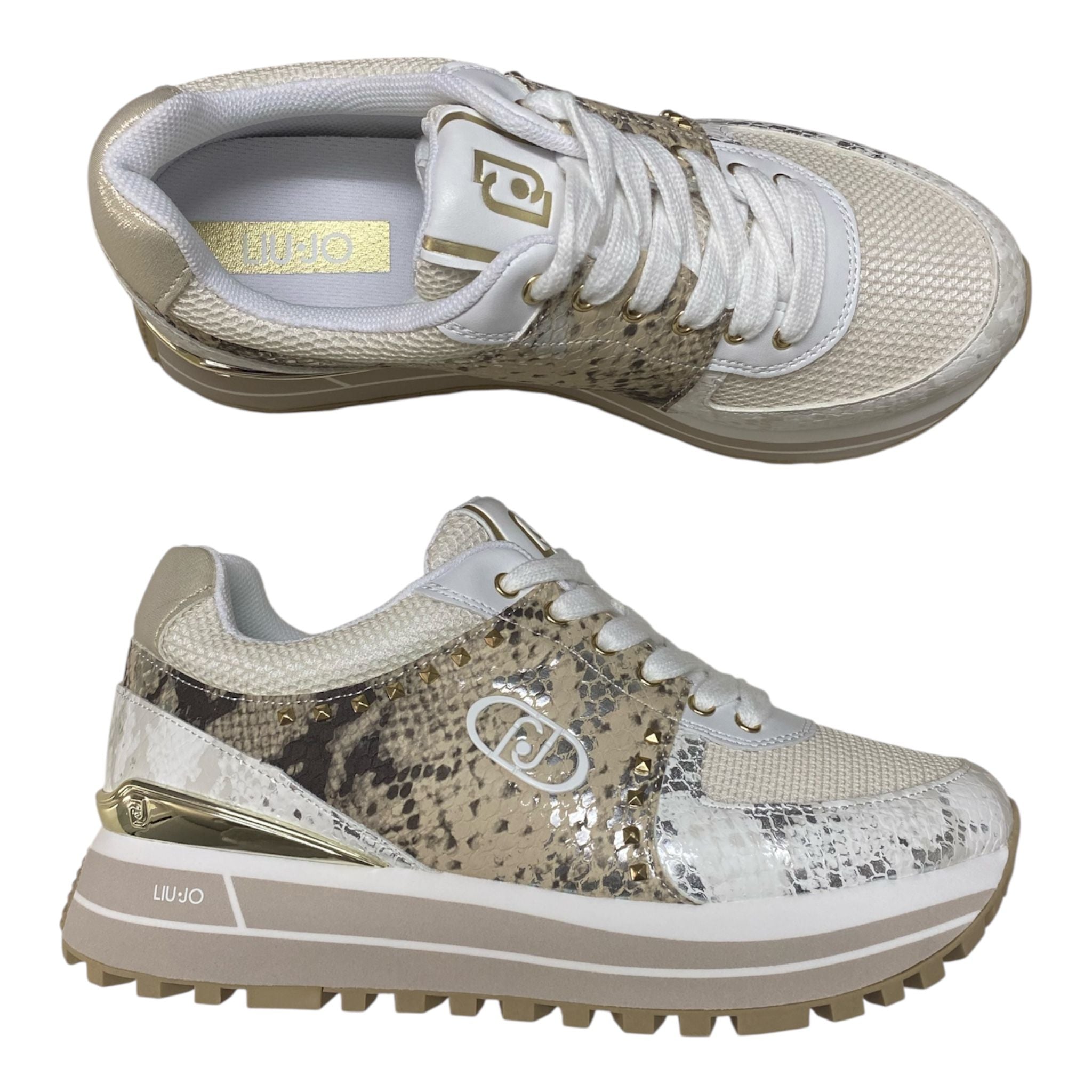 SNEAKERS DONNA “LIU JO” MAXI WONDER 87 S3604 Python/Laminated Beige/Bianco