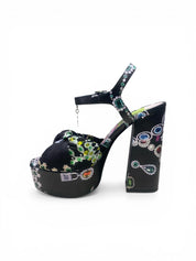 Sandali Tacco Zeppa Donna “JOHN RICHMOND” 23102 B  Pelle Nero