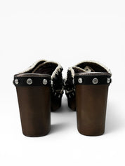 Sandali Tacco Plateau   Donna "MOU" MU.SW181000G Wood Criss Pailettes Nero/Bianco