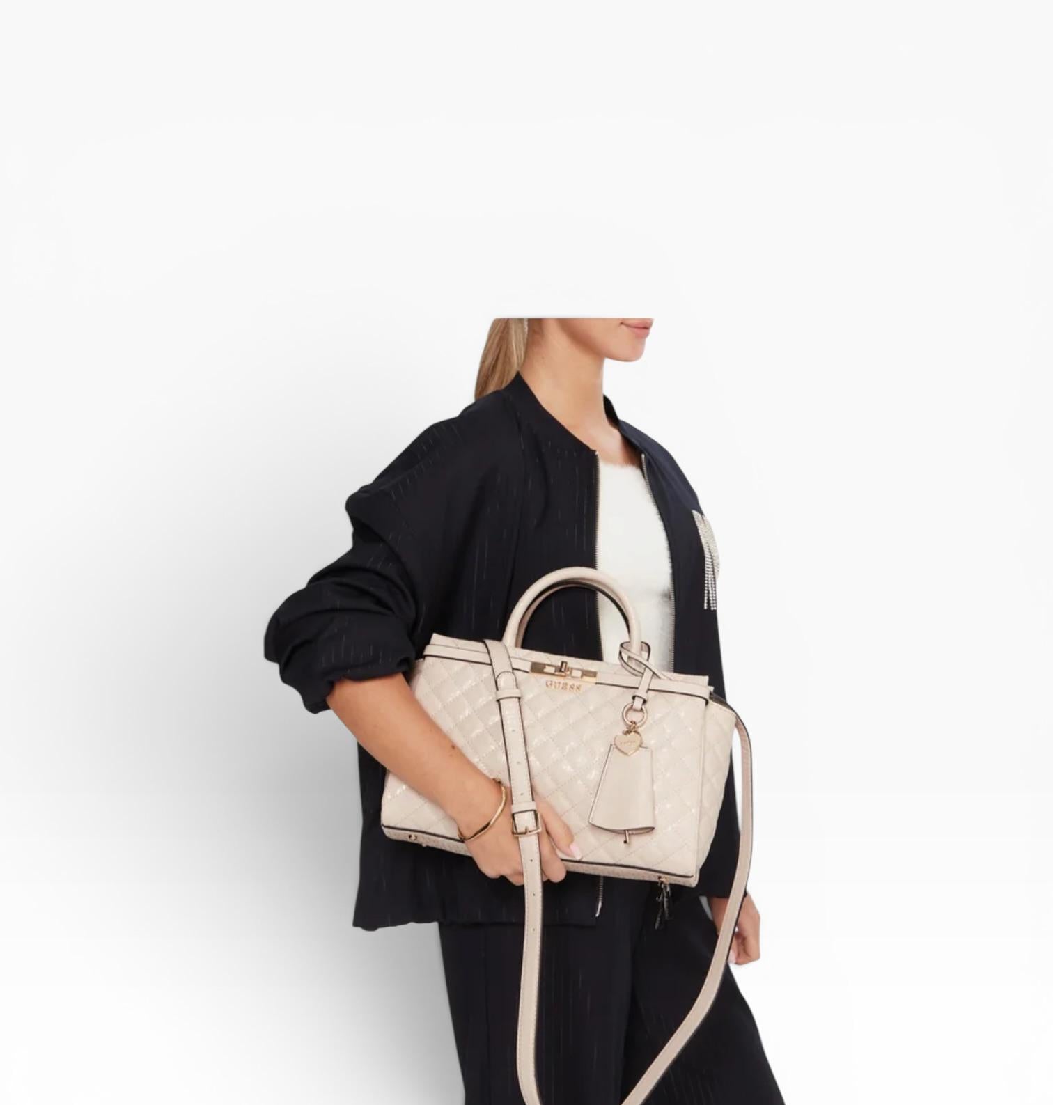 BORSA Donna “GUESS” HWGG8157060 Girlfriends Satchel Logo Beige