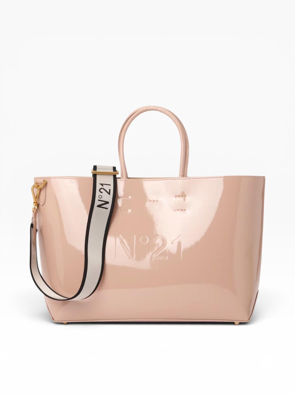 Borsa Donna "N°21" TOTE SHOPPER GRANDE PELLE VERNICE NUDE