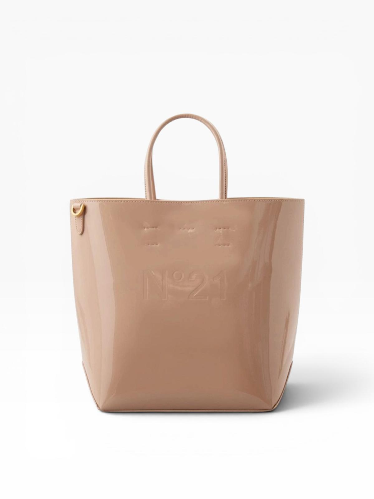 Borsa Donna "N°21" TOTE VERTICALE PELLE VERNICE NUDE