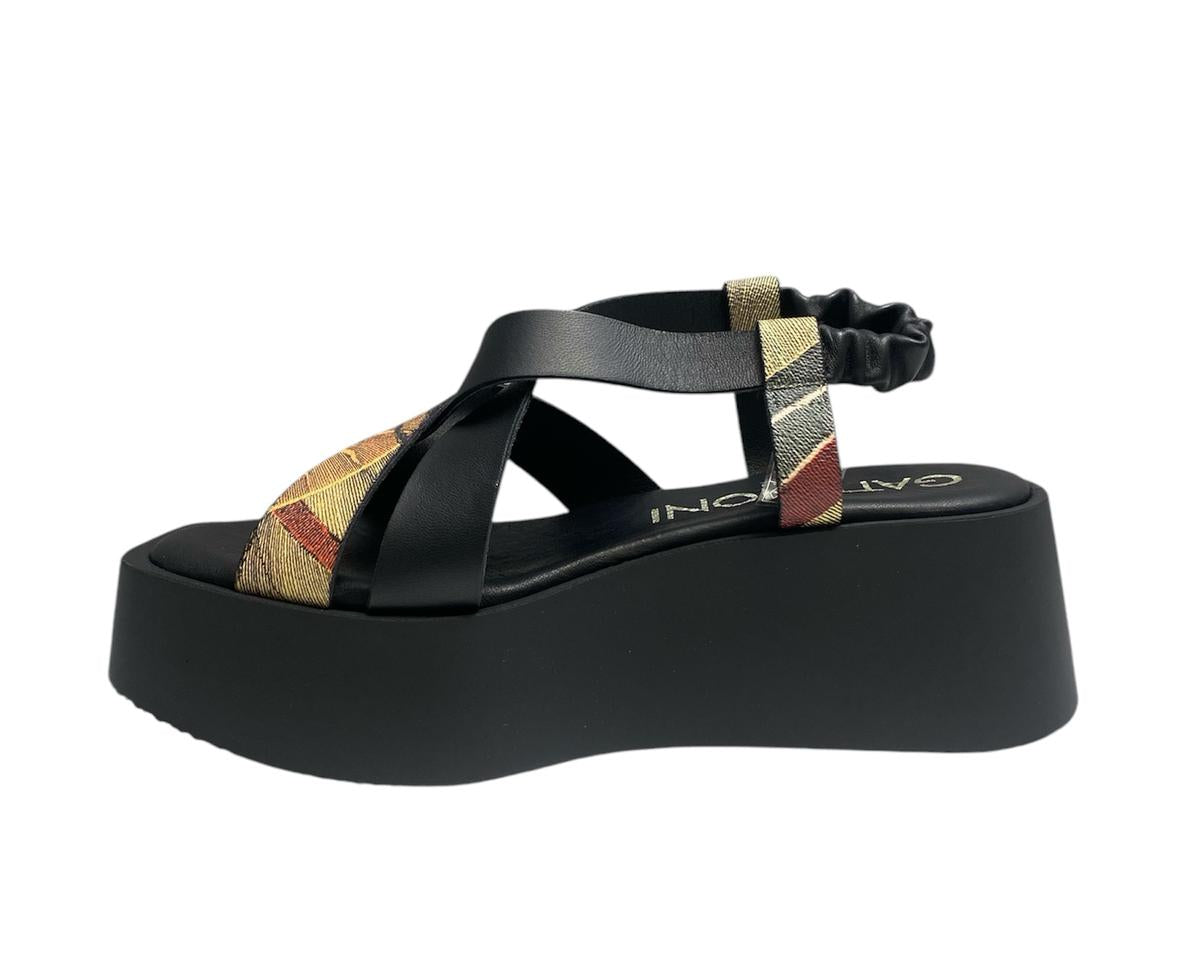 SANDALO DONNA “GATTINONI CIRCUS ” FLORIN10 PRIMAVERA ESTATE 2025  VERA PELLE NERO