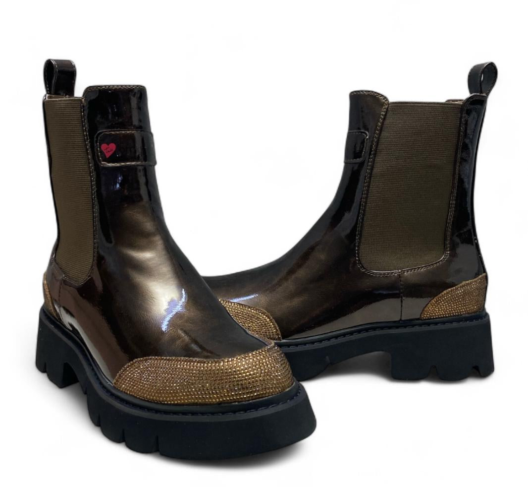 Stivaletti Beatles Donna “BRACCIALINI” L41  Vernice Bronzo/Oro