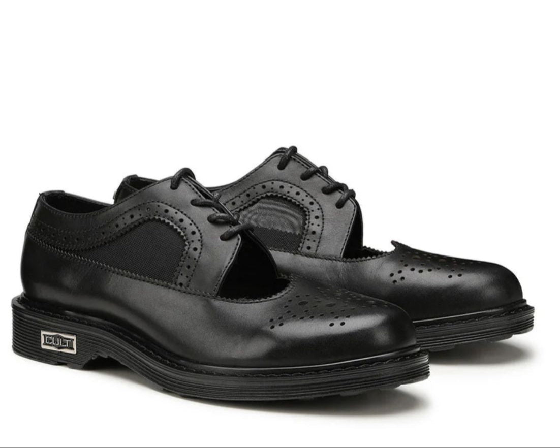 STRINGATA FRANCESINA  DONNA SEMIAPERTA  “CULT” CLW420400 VERA PELLE NERO