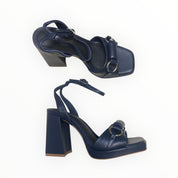 Sandali Tacco Zeppa Donna “BRUNO PREMI” BH2802X Nappa Navy Blu