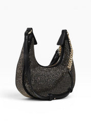 BORSA DONNA “PINKO ” BRIOCHE HOBO MINI Z99U NERO SATIN+STRASS