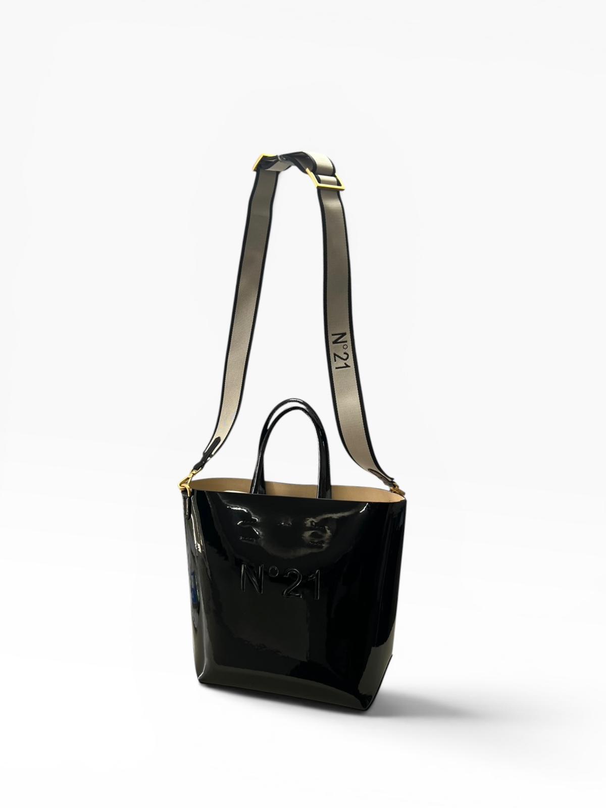 Borsa Donna "N°21" TOTE VERTICALE PELLE VERNICE NERO