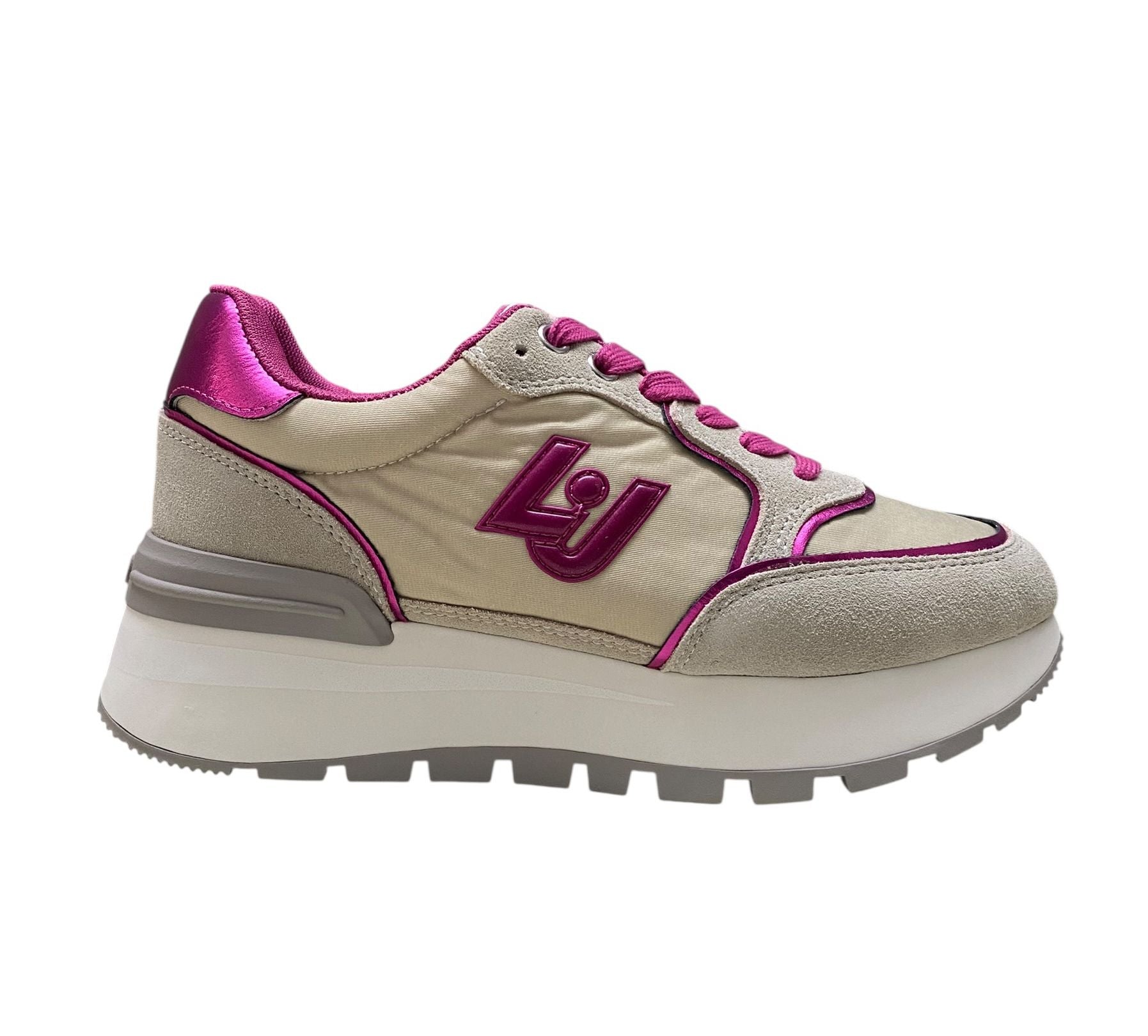 SNEAKERS DONNA “LIU JO” AMAZING 25 S3649 SUEDE/NYLON TAUPE/FUXIA
