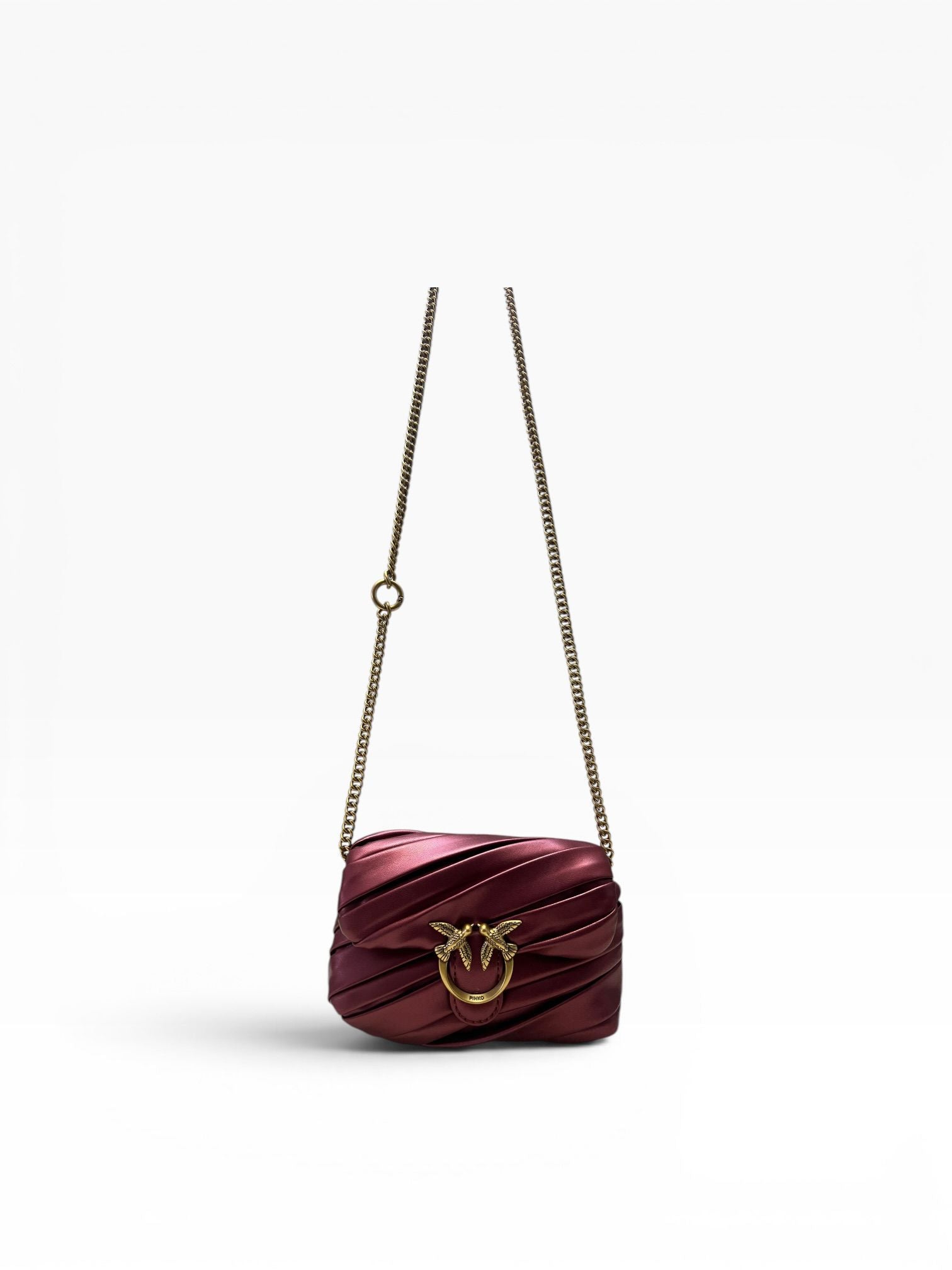 BORSA DONNA “PINKO ” LOVE PUFF MICRO METAL B08Q BORDEAUX