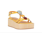 SANDALI ZEPPA DONNA “APEPAZZA ” QUERUBINA PRIMAVERA ESTATE 2025 PELLE GIALLO