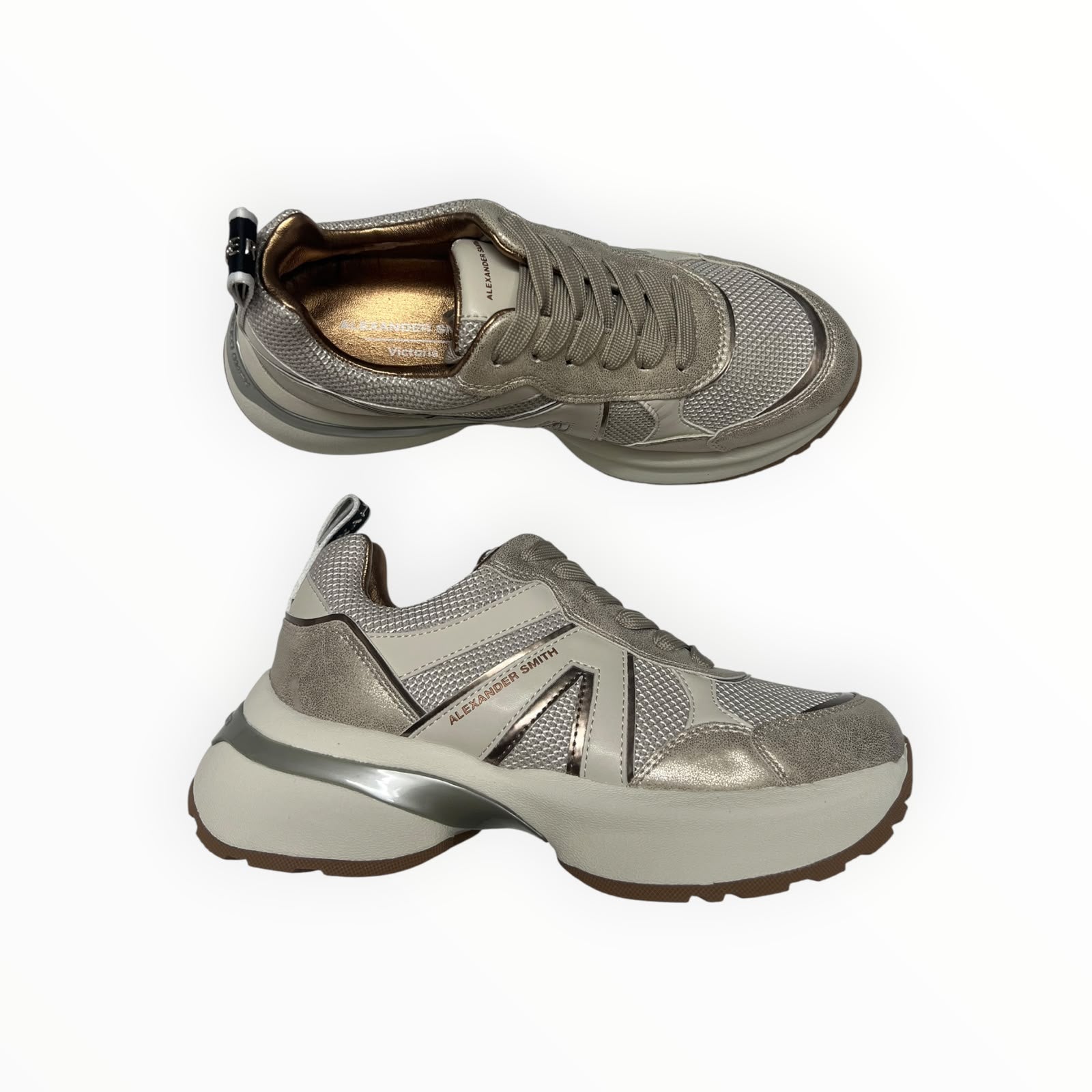 SNEAKERS DONNA “ALEXANDER SMITH” VICTORIA VIW 1142 DIG PELLE AVORIO/ORO METAL