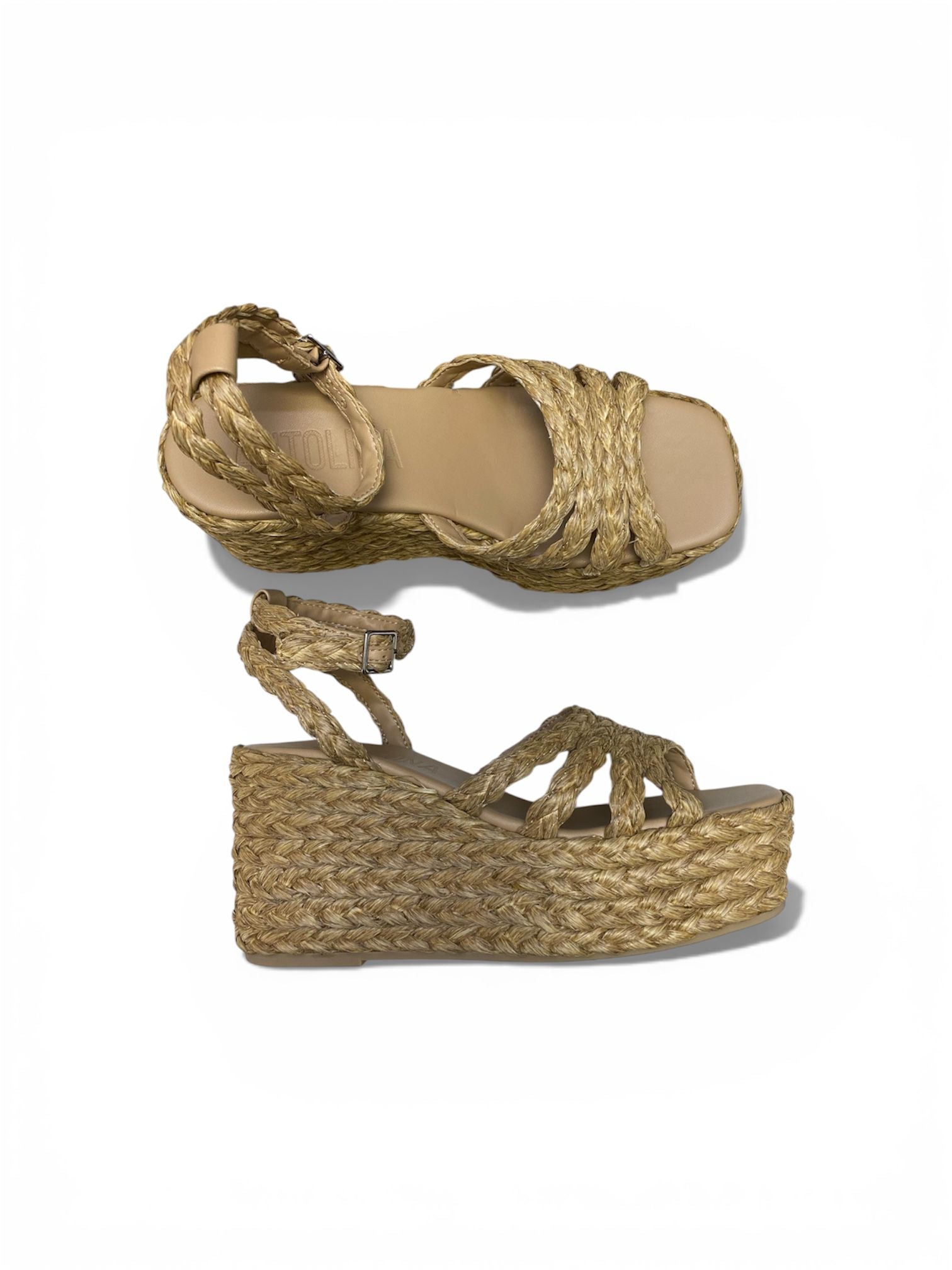 Sandali Zeppa Donna “ANTOLINA” AN13021.003 Rafia Pergamena Nude