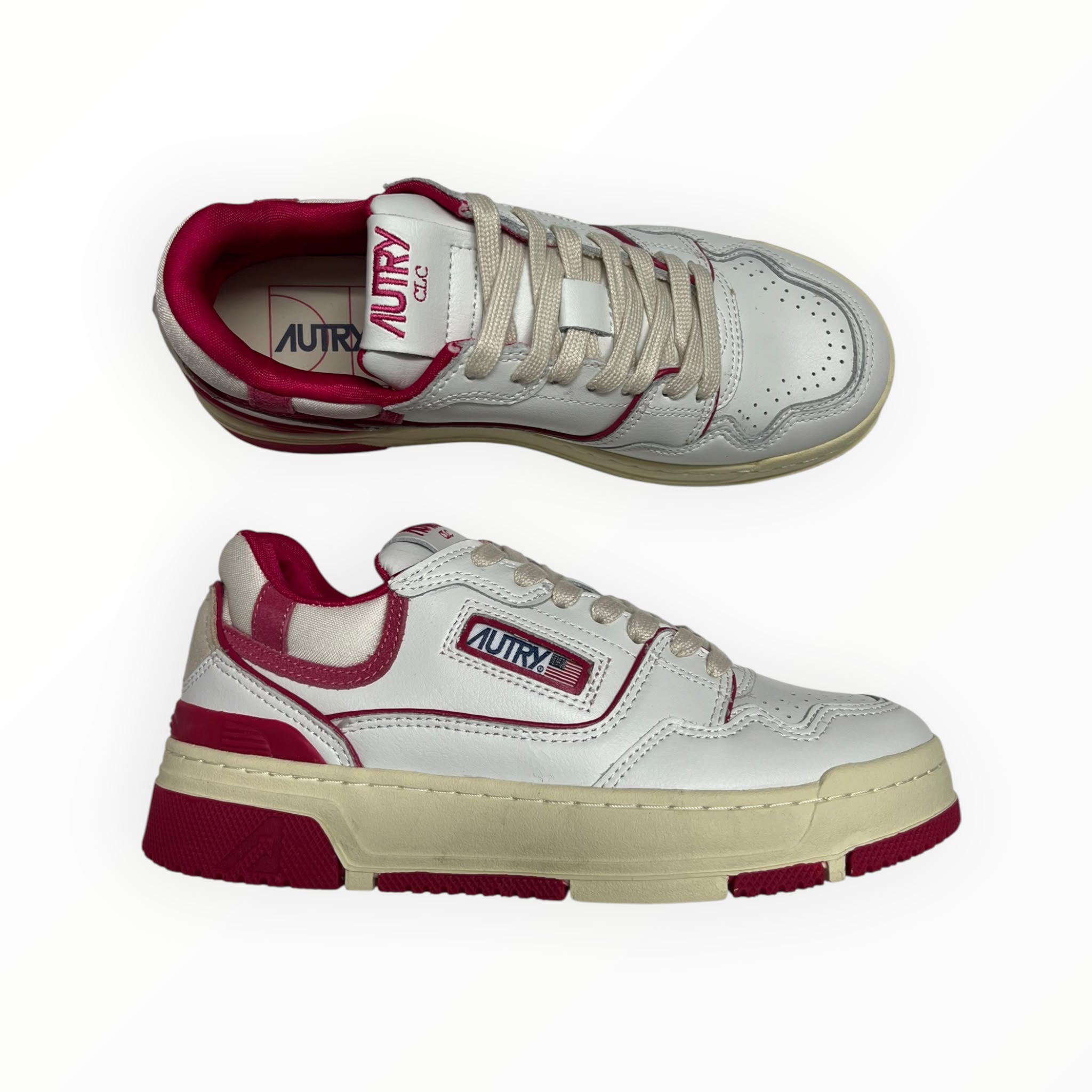 SNEAKERS “AUTRY” CLC ROLW MM44 PELLE BIANCO/FUCSIA