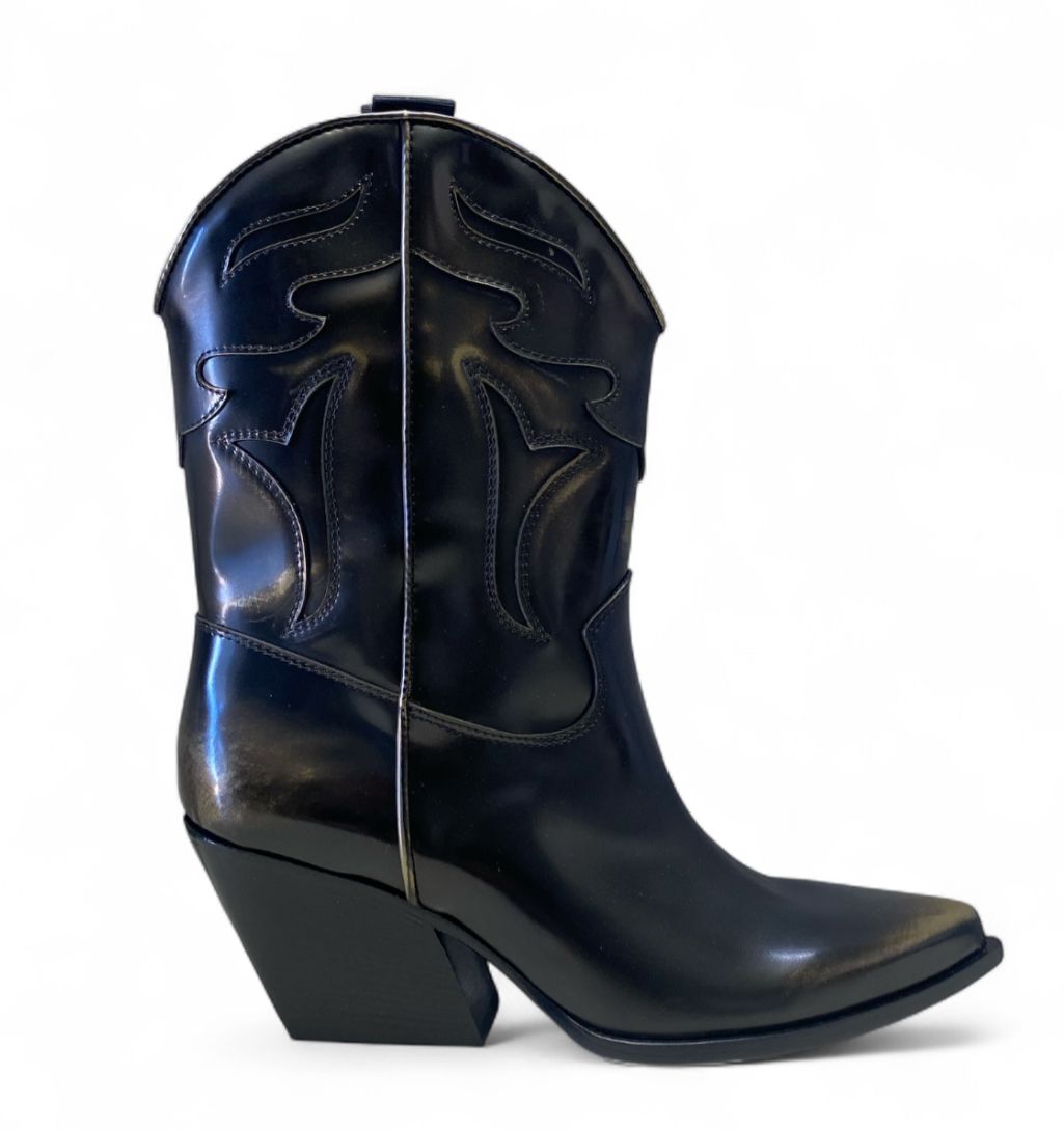 Stivaletti Texani Donna “ELENA IACHI" E2016-TA  Pelle  Nero/Oro