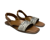 SANDALI CIABATTE DONNA “GATTINONI CIRCUS” HANNA27 PRIMAVERA ESTATE 2025 VERA PELLE CUOIO