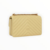 BORSA DONNA “PINKO ” LOVE BAG CLASSIC CHEVRON A14Q C08Q PELLE GIALLO VANIGLIA