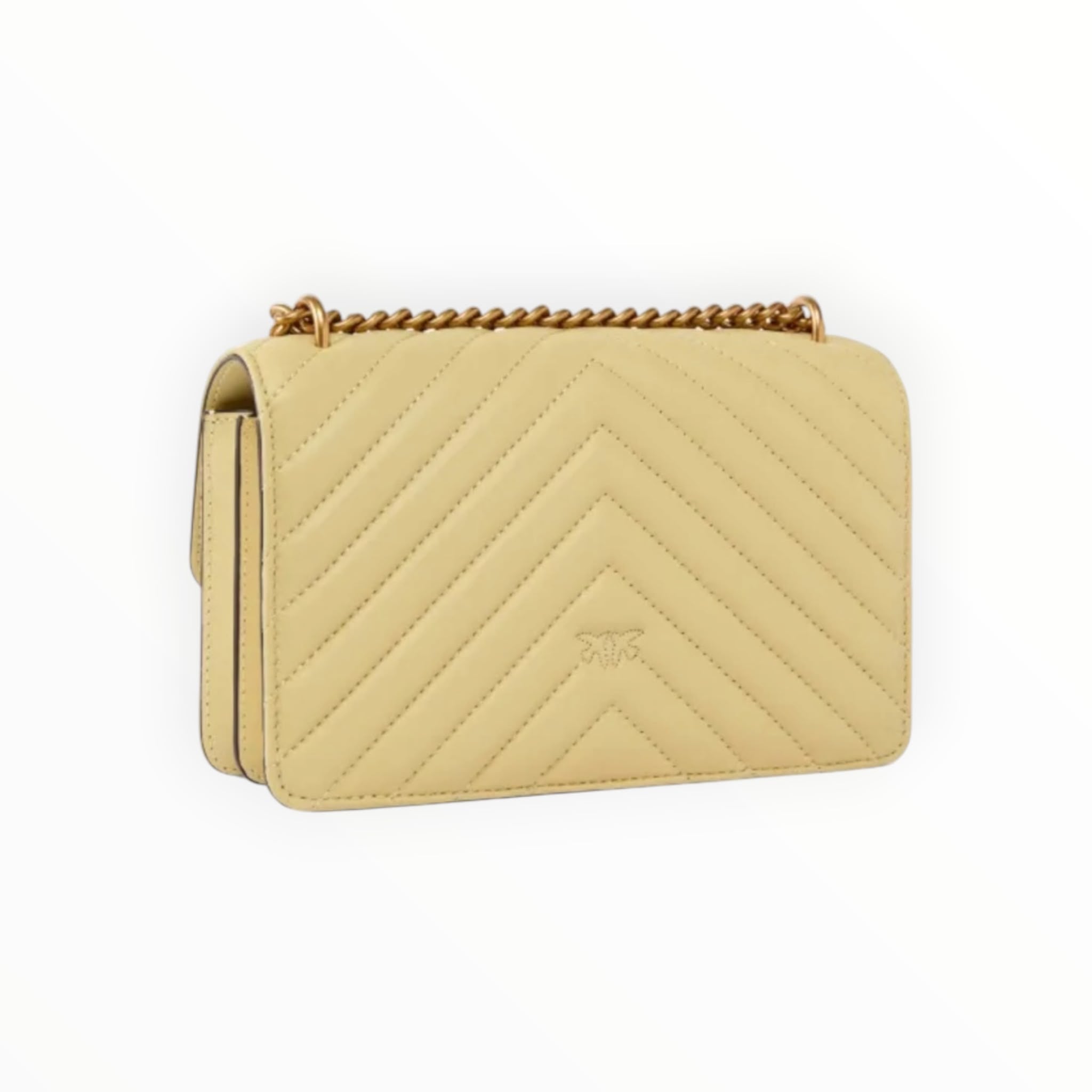 BORSA DONNA “PINKO ” LOVE BAG CLASSIC CHEVRON A14Q C08Q PELLE GIALLO VANIGLIA