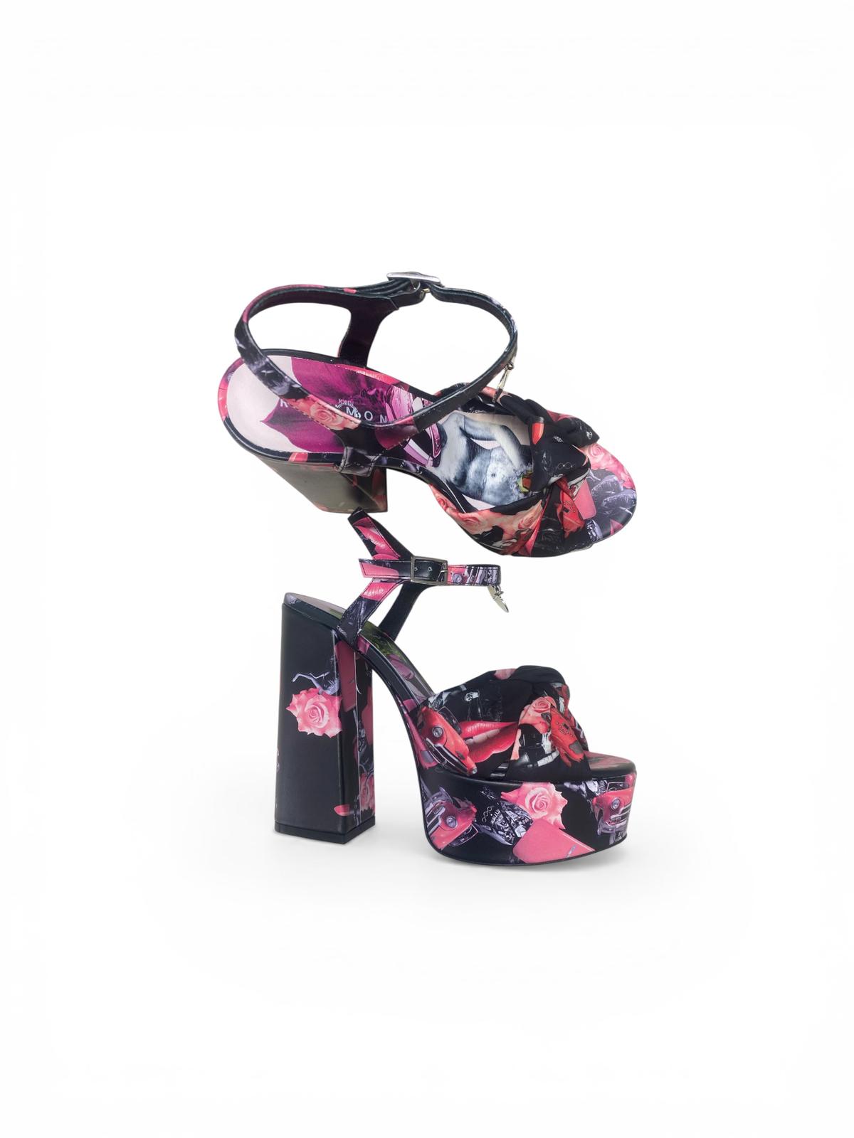 Sandali  Tacco Zeppa Donna “JOHN RICHMOND” 23102 C CASCADING Pelle Nero Multi
