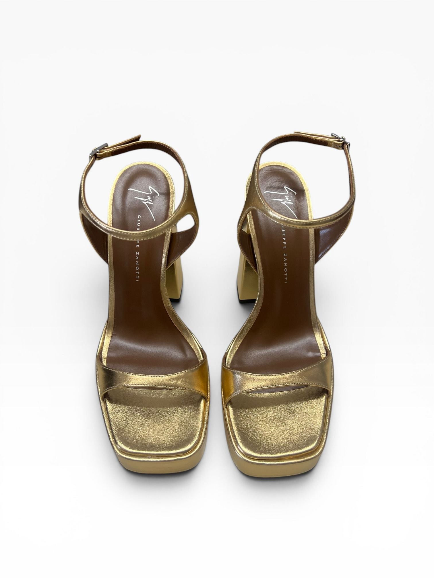 Sandali Tacco Plateau  Donna “GIUSEPPE ZANOTTI” 1E600013 BIARRITZ PL/PIP C105529MZKO115 Pelle Laminato Oro
