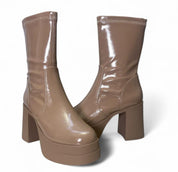 Stivaletti Donna “APEPAZZA" F3PRETTY01/PAT Petra Elasticizzati Vernice  Beige