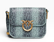 BORSA DONNA “PINKO ” LOVE BOX BAG FL MINI PELLE STAMPA ANIMALIER TURCHESE