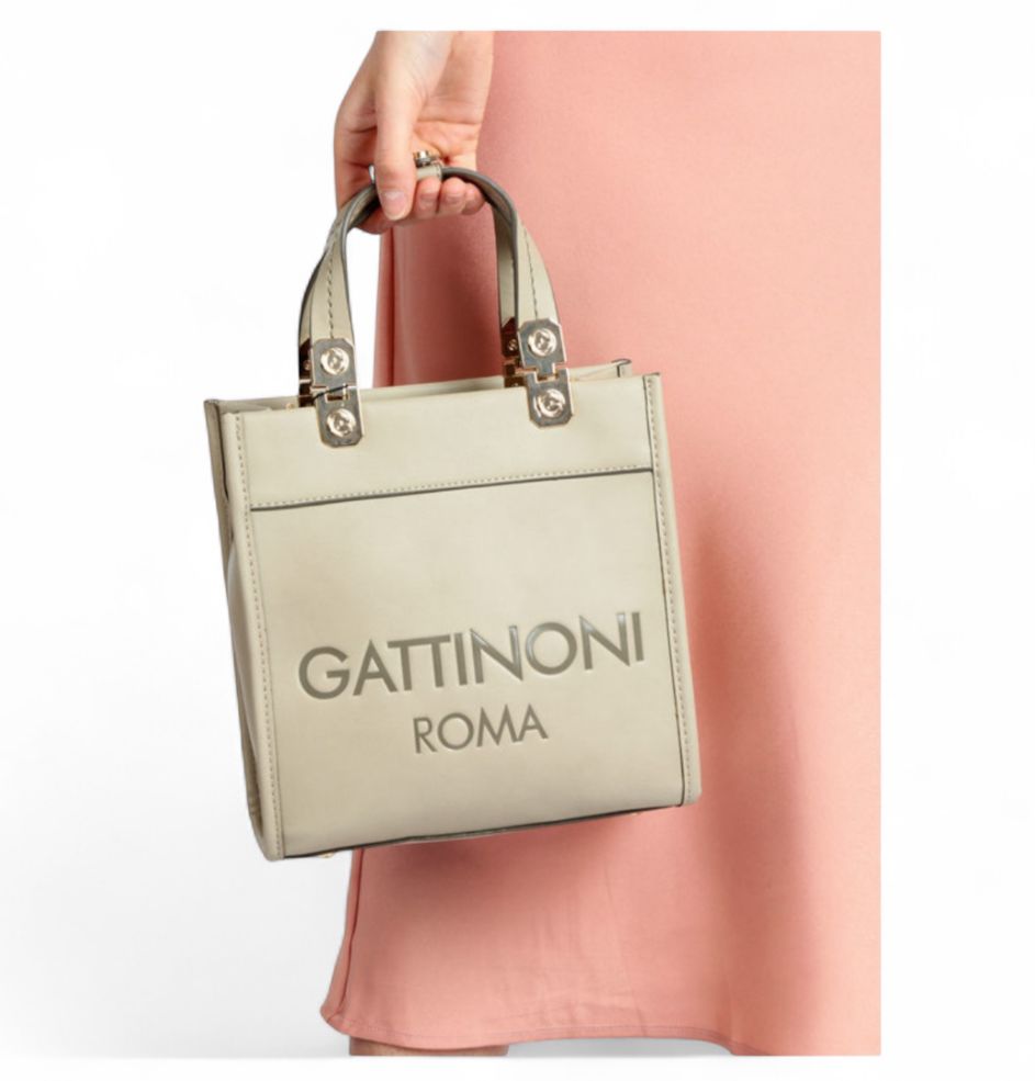 Borsa Donna “GATTINONI ROMA” Amelia M Embossed Dble Taupe