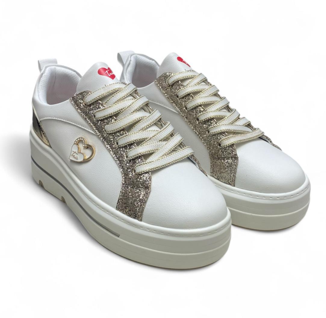Sneakers Donna "BRACCIALINI" BA139  Bianco/Oro