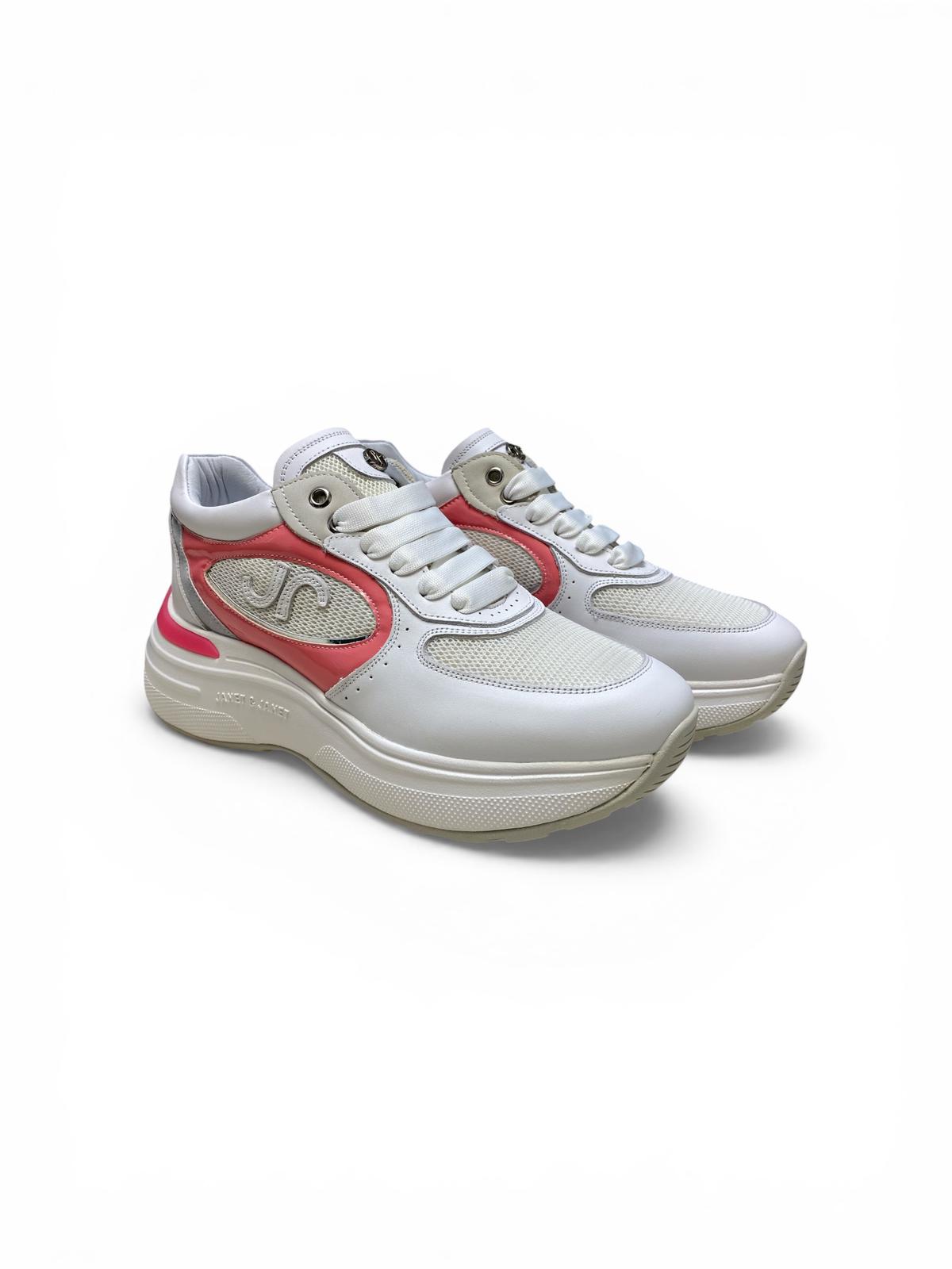 Sneakers Donna "JANET & JANET" J-061   Vera Pelle Bianco Rosa