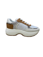 Sneakers Donna "GATTINONI CIRCUS" Dafne Tech QS42 Bianco/Cuoio