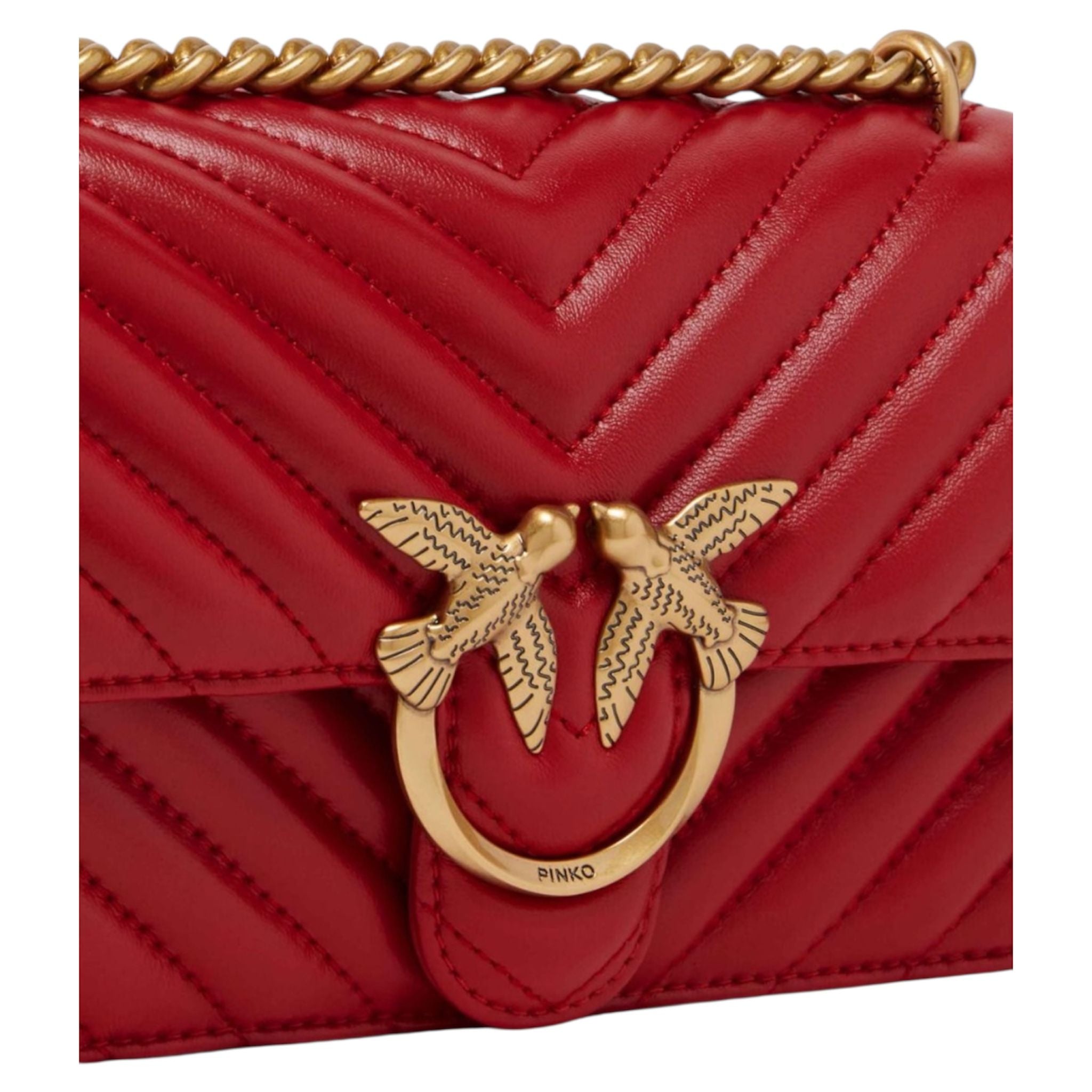 BORSA DONNA “PINKO ” LOVE ONE MINI SHEEP NAPPA CHEVRON ROSSO