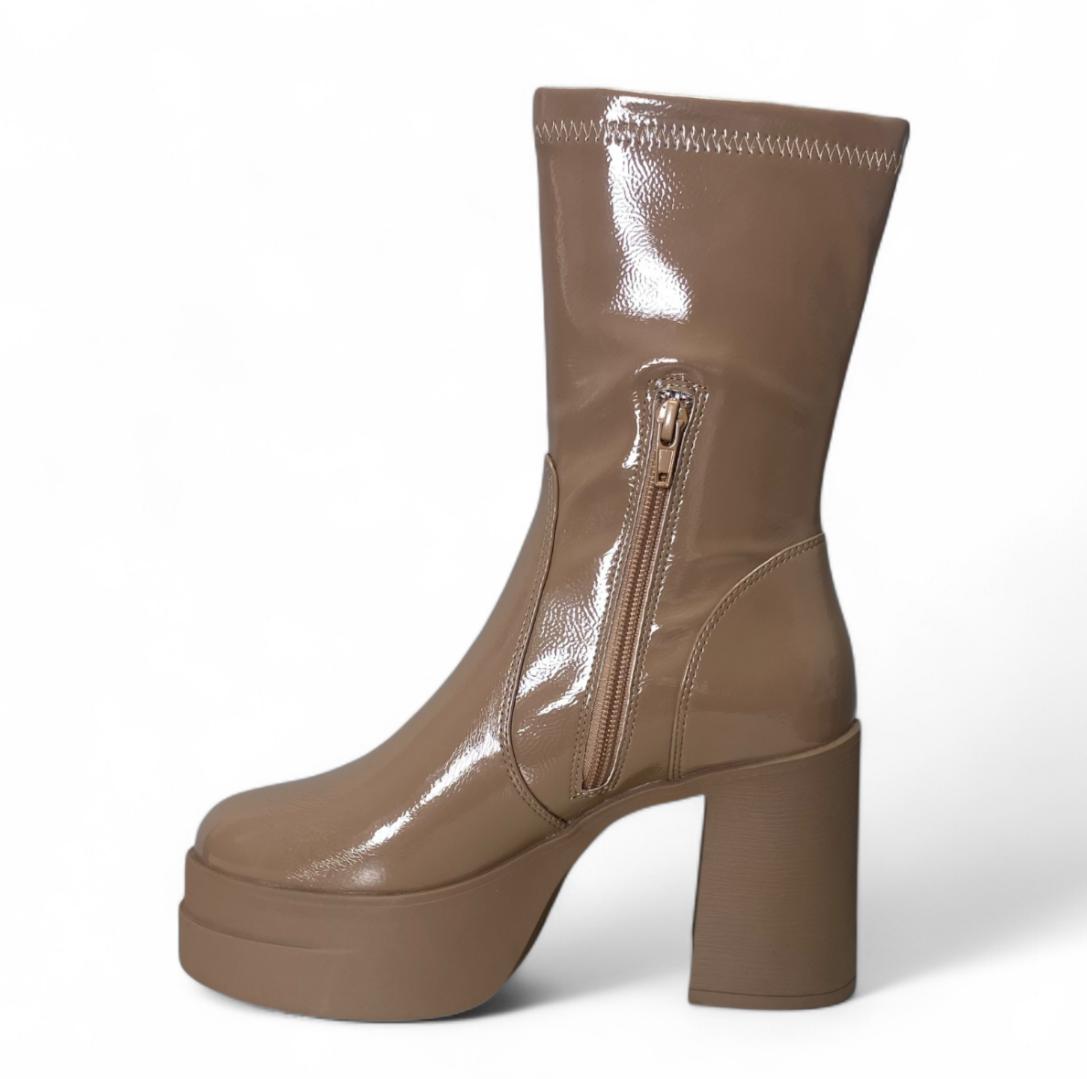 Stivaletti Donna “APEPAZZA" F3PRETTY01/PAT Petra Elasticizzati Vernice  Beige