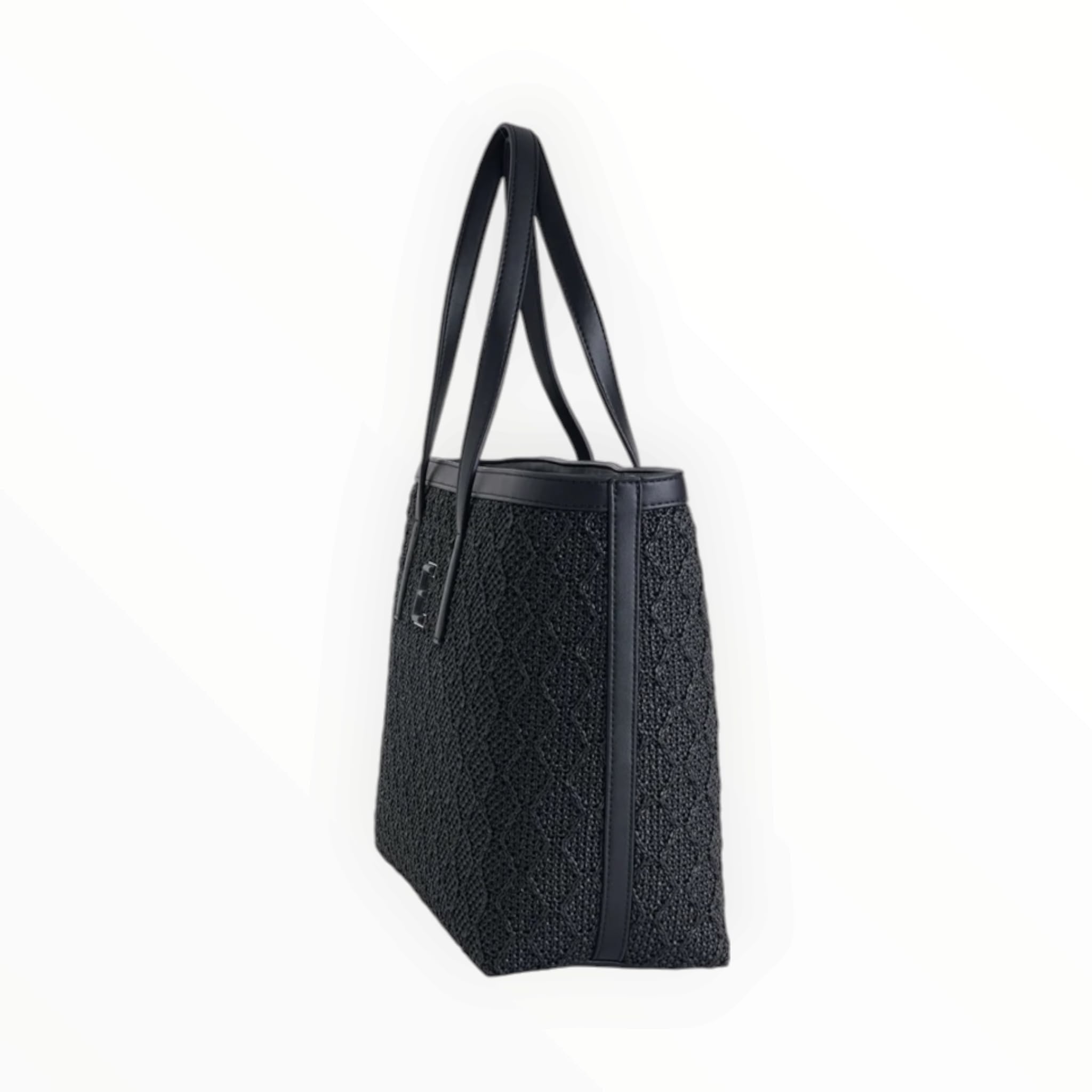 BORSA DONNA “ERMANNO SCERVINO FIRENZE”  TOTE TERRA STRAW NERO