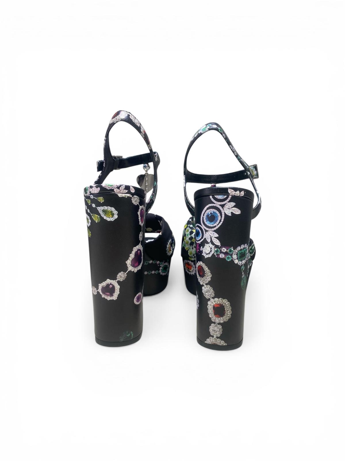 Sandali Tacco Zeppa Donna “JOHN RICHMOND” 23102 B  Pelle Nero