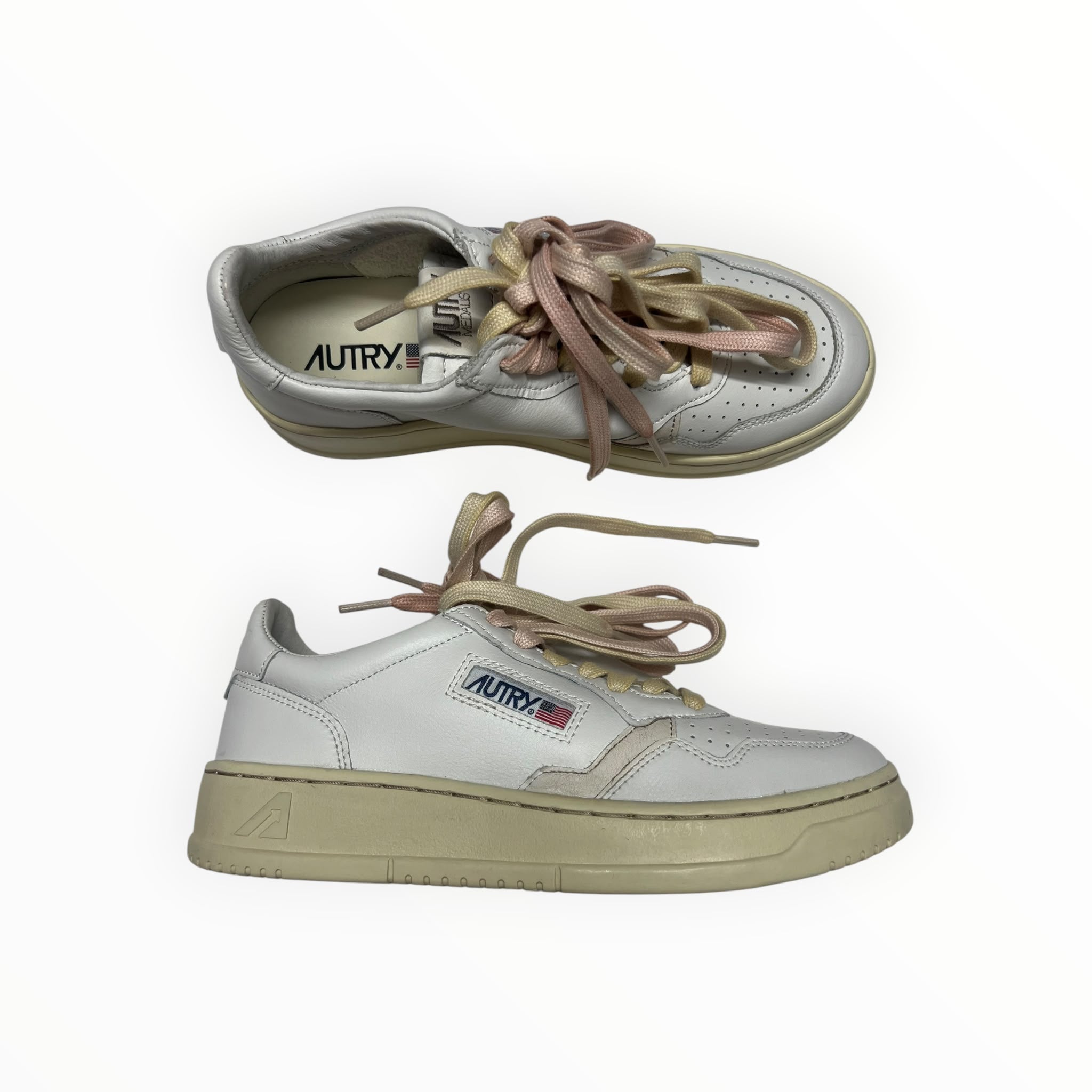 SNEAKERS DONNA “AUTRY” MEDALIST  AULW SK02 VINTAGE  PELLE BIANCO/ROSA