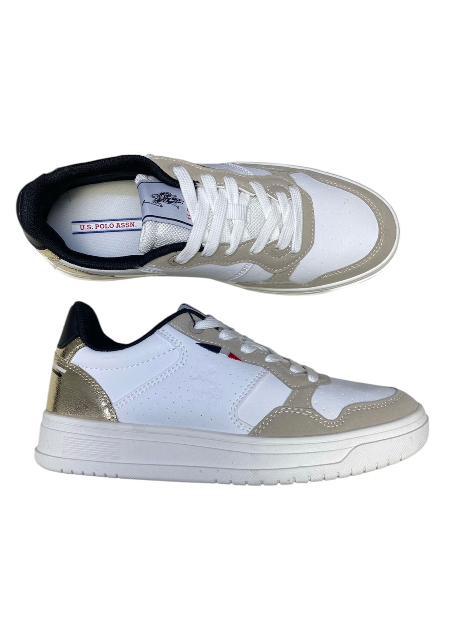 Sneakers Donna "U.S. POLO ASSN.” KOSMO002-WHI-GOL01 Bianco