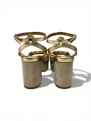 Sandali Donna "JANET & JANET" J-152 CLAIRE Vera Pelle Laminato Oro