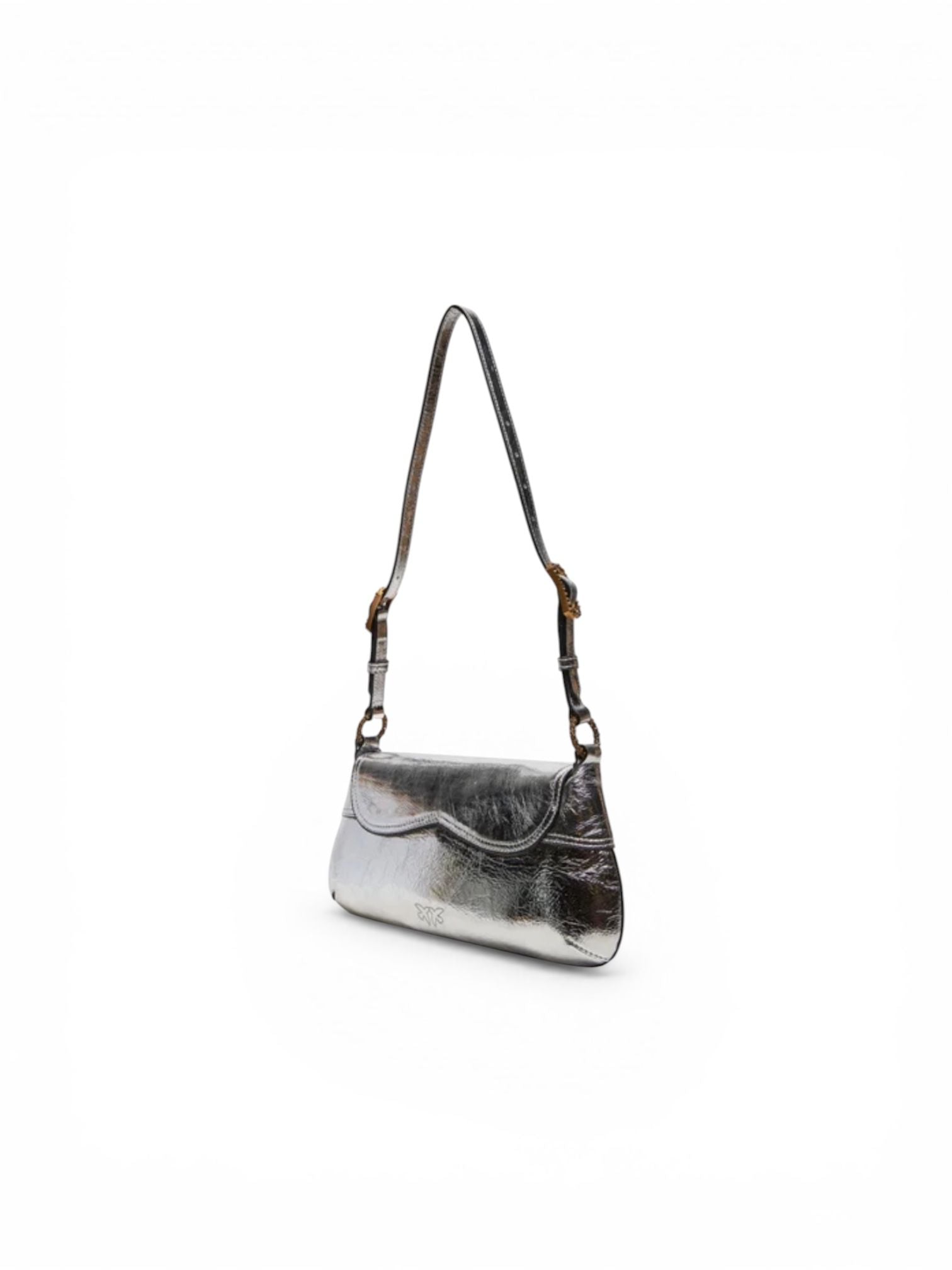 BORSA DONNA “PINKO ” 520 SHOULDER CLASSIC FL PELLE LAMINATO ARGENTO