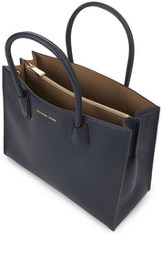 Borsa Donna “MICHAEL KORS” MERCER 35T2GM9S3L LARGE SATCHEL LEATHER NAVY BLU