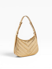 BORSA DONNA “PINKO ” HALF MOON MINI FL WRINKLED METAL LEATHER ZZLQ ORO