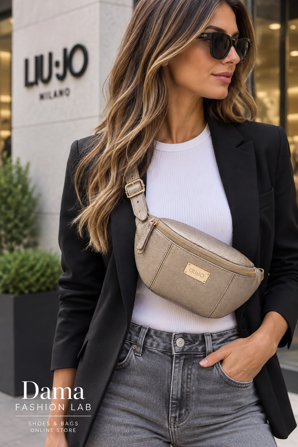 BORSA DONNA MARSUPIO “LIU JO” O19041 E0027 S BUMBAG BRONZO METAL
