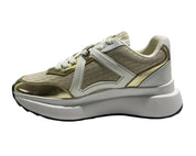 SNEAKERS DONNA “APEPAZZA ” CLOTILDE VERA PELLE BIANCO/ORO/BEIGE