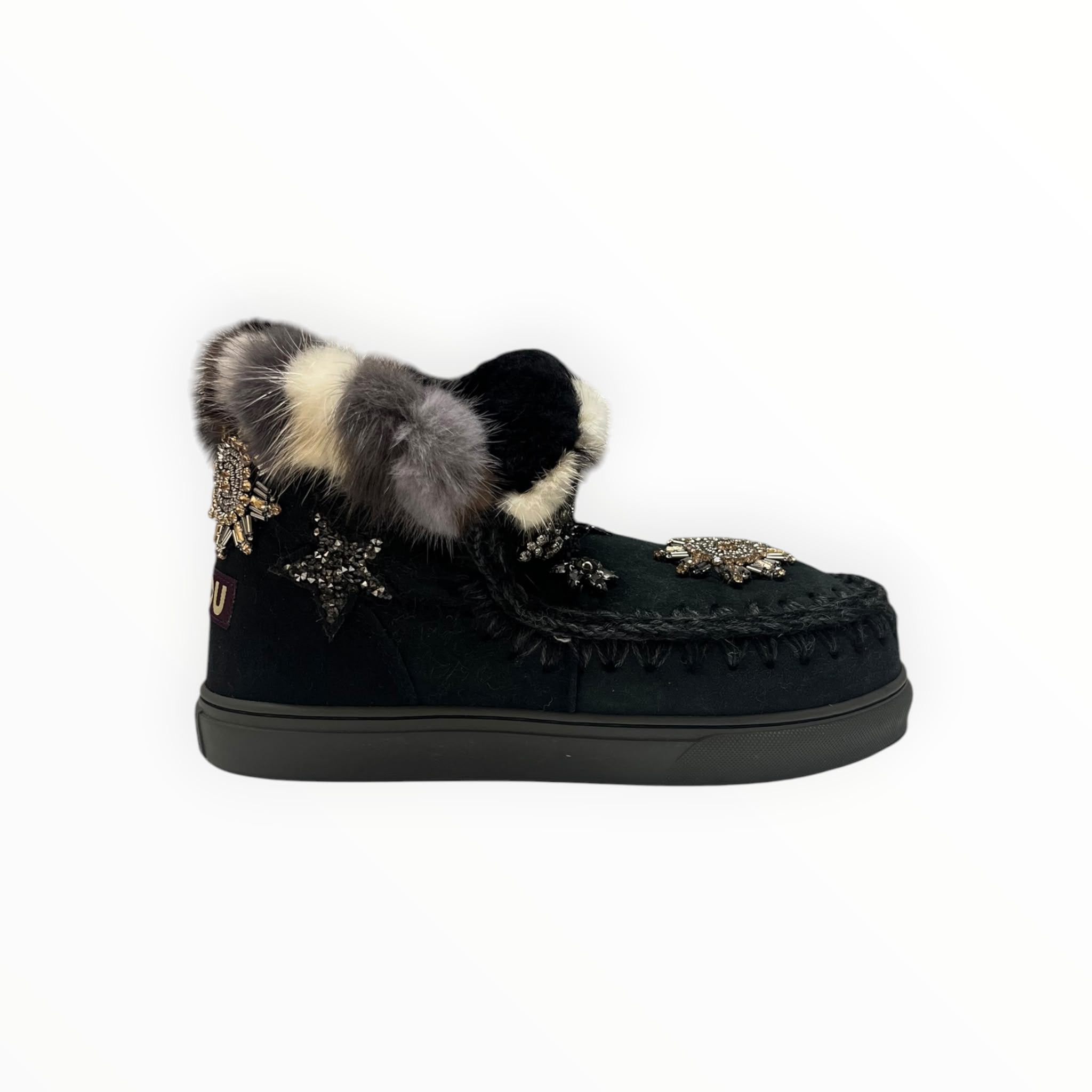 Stivaletti Donna "MOU" MU.FW111006A Eskimo Snraker Star Pacthes&mink NERO