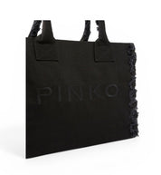 BORSA DONNA “PINKO ” BEACH SHOPPER CANVAS NERO