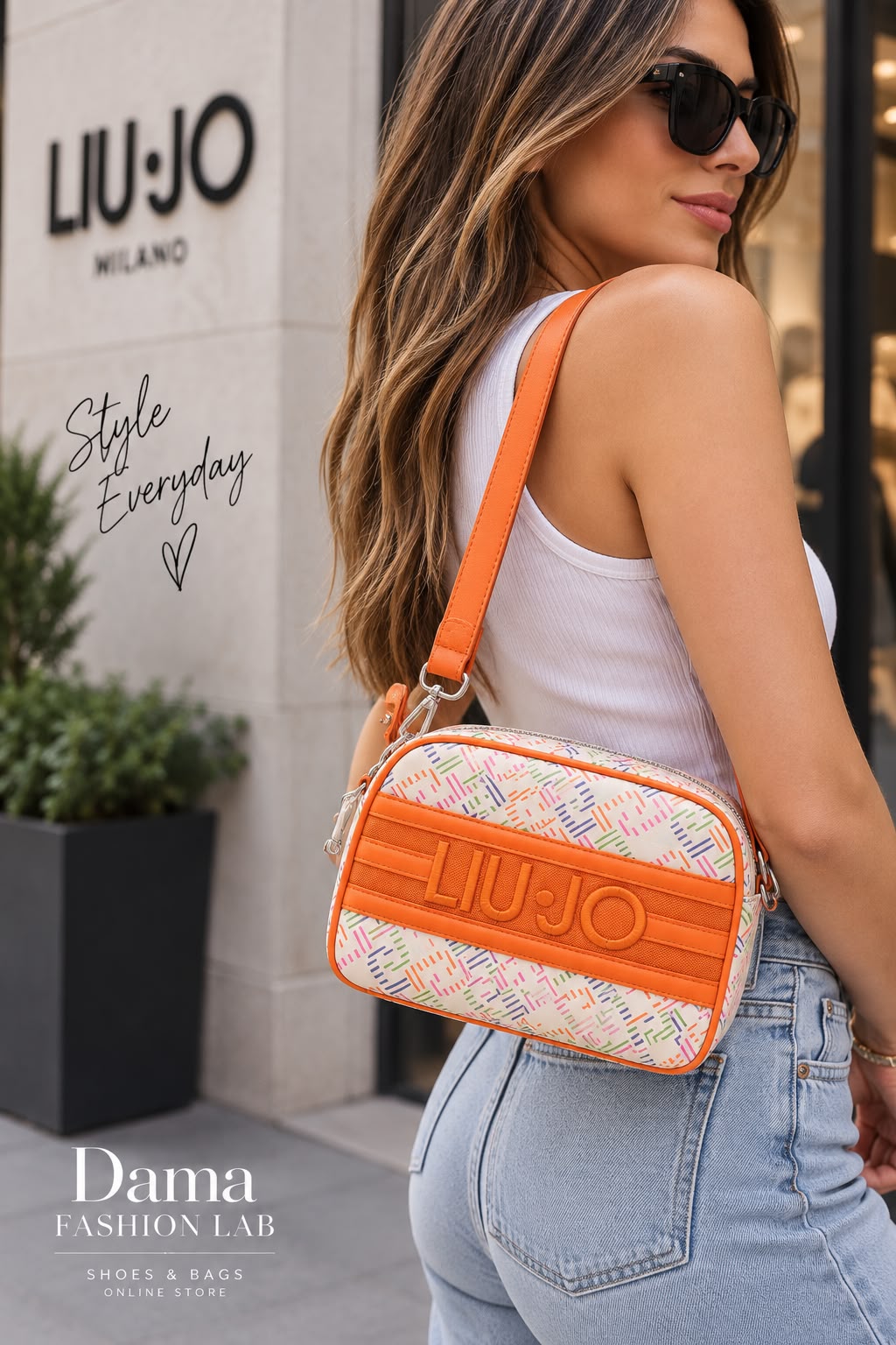 BORSA DONNA “LIU JO” AA3B87 E0050 M CAMERA BAG ARANCIO MULTI