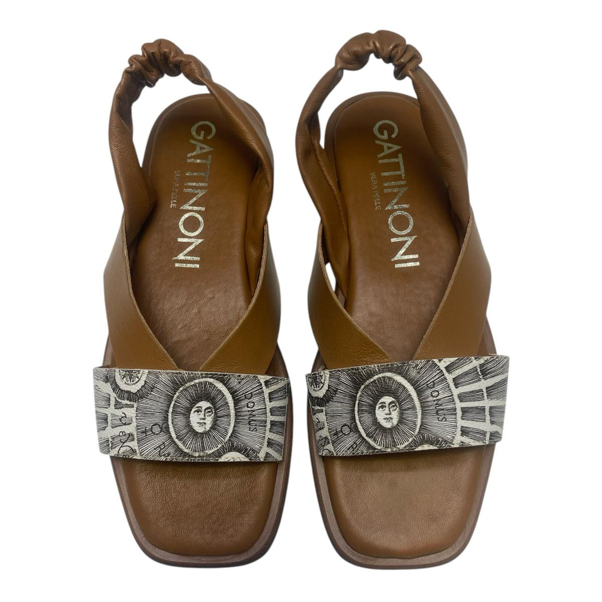 SANDALI CIABATTE DONNA “GATTINONI CIRCUS” HANNA27 PRIMAVERA ESTATE 2025 VERA PELLE CUOIO